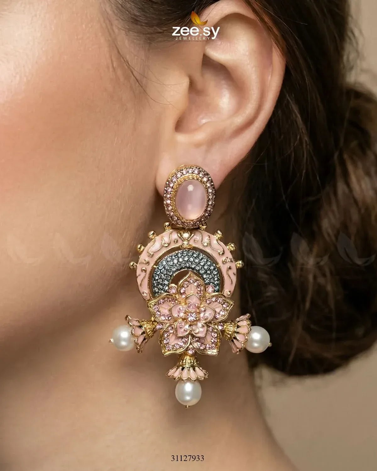 Enchanted Garden Pearl Earrings Earrings - Zeesy Jewellery Pakistan | Premium Artificial & Imitation Jewellery