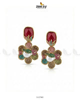 Fuchsia Pearl Gemstone Earrings Earrings - Zeesy Jewellery Pakistan | Premium Artificial & Imitation Jewellery
