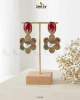 Fuchsia Pearl Gemstone Earrings Earrings - Zeesy Jewellery Pakistan | Premium Artificial & Imitation Jewellery