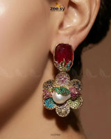 Fuchsia Pearl Gemstone Earrings Earrings - Zeesy Jewellery Pakistan | Premium Artificial & Imitation Jewellery