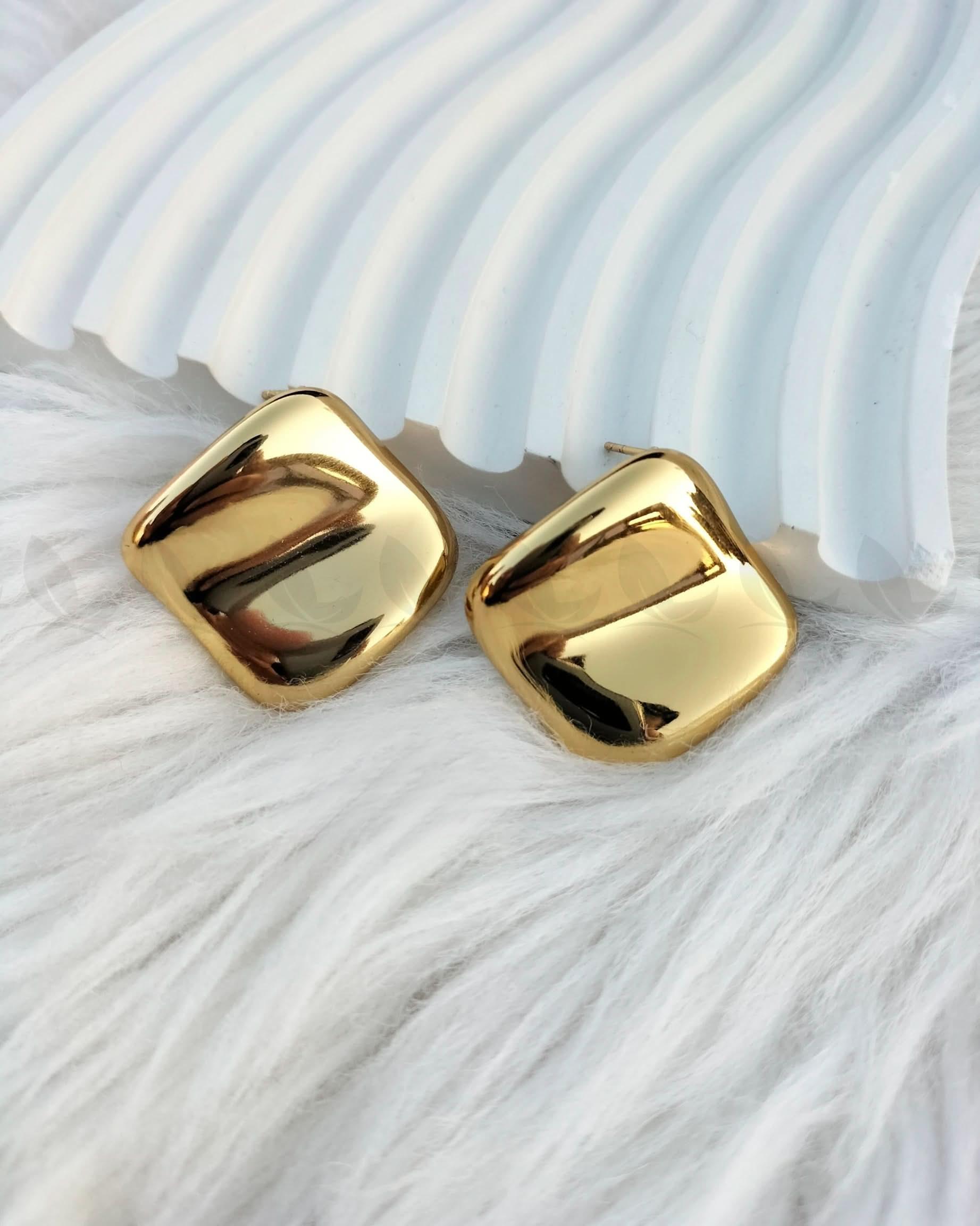 Outlaw Gold Puffed Stud Earrings Earrings - Zeesy Jewellery Pakistan | Premium Artificial & Imitation Jewellery