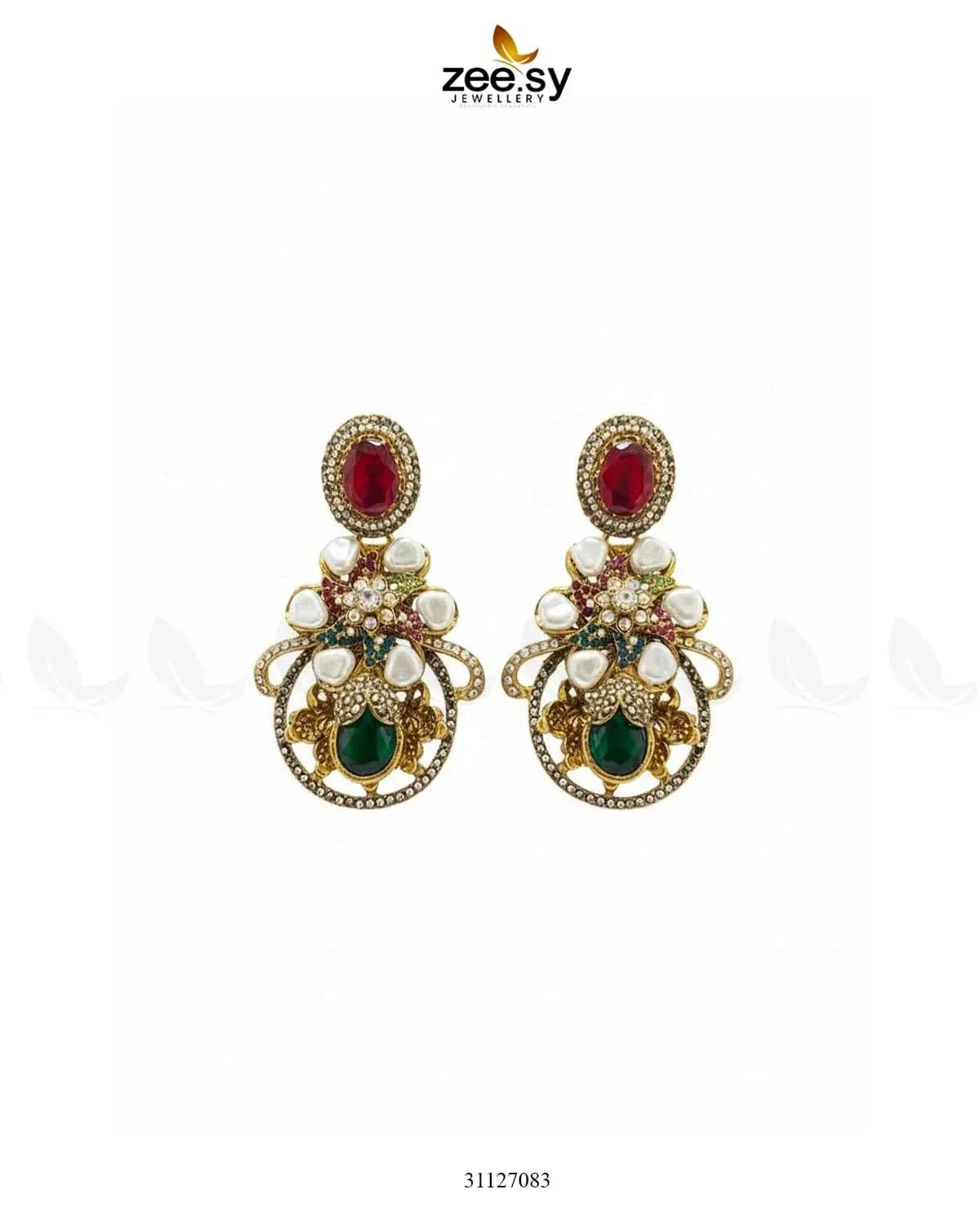 Prismatic Floral Crystal Earrings Earrings - Zeesy Jewellery Pakistan | Premium Artificial & Imitation Jewellery