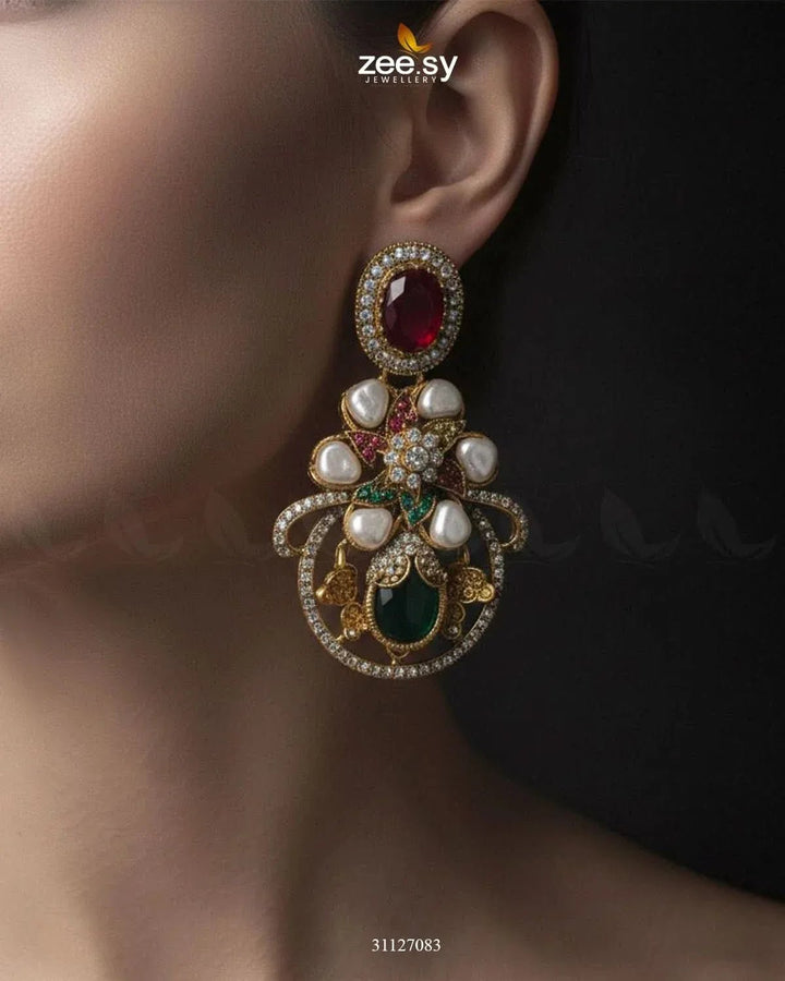 Prismatic Floral Crystal Earrings Earrings - Zeesy Jewellery Pakistan | Premium Artificial & Imitation Jewellery