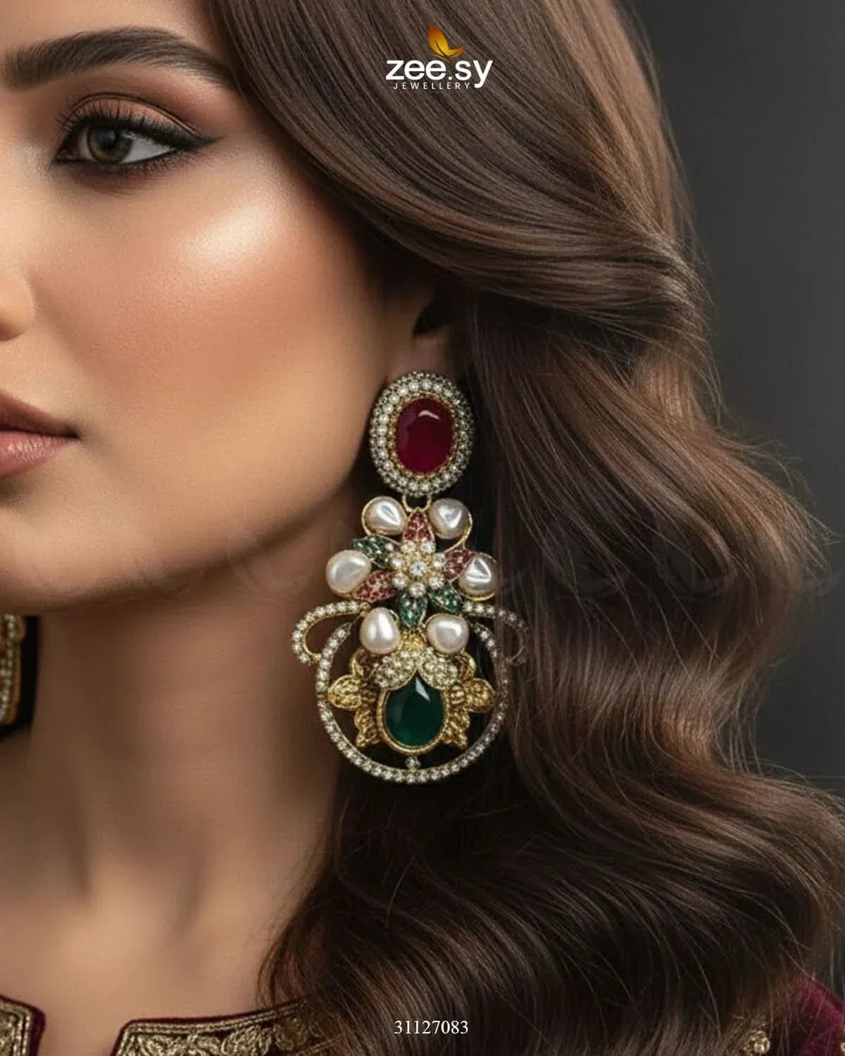 Prismatic Floral Crystal Earrings Earrings - Zeesy Jewellery Pakistan | Premium Artificial & Imitation Jewellery