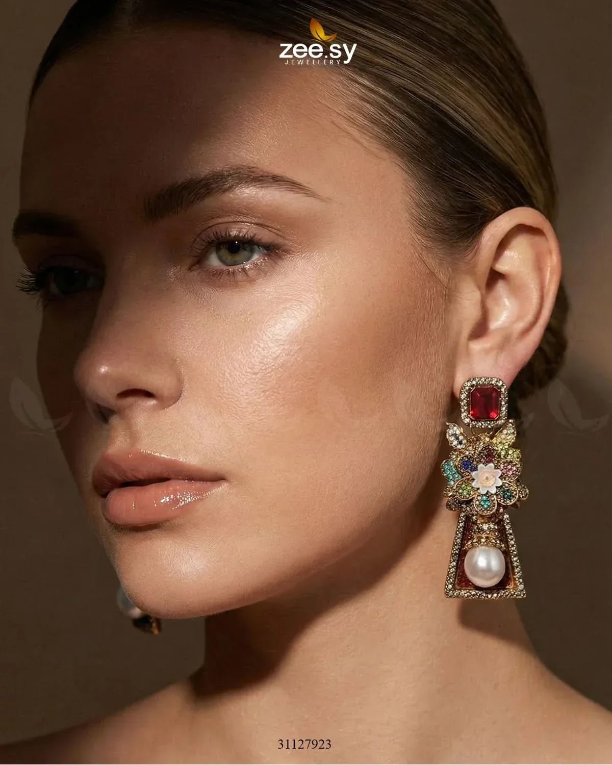 Ruby Palace Baroque Pearl Earrings Earrings - Zeesy Jewellery Pakistan | Premium Artificial & Imitation Jewellery