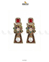 Ruby Palace Baroque Pearl Earrings Earrings - Zeesy Jewellery Pakistan | Premium Artificial & Imitation Jewellery
