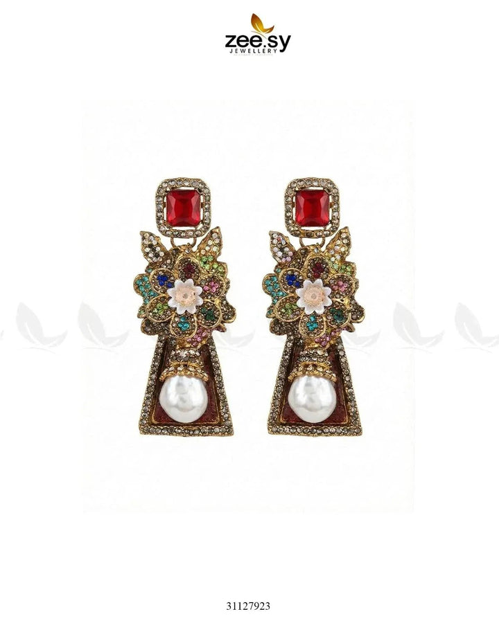 Ruby Palace Baroque Pearl Earrings Earrings - Zeesy Jewellery Pakistan | Premium Artificial & Imitation Jewellery