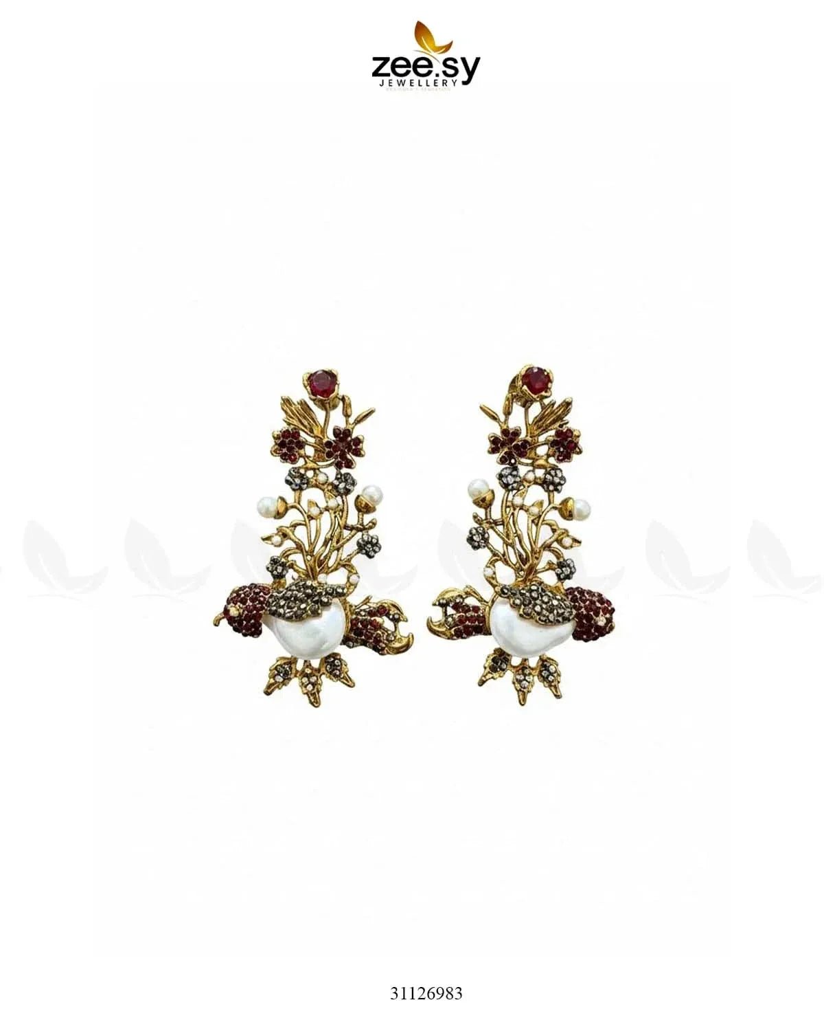 Traditional Turkish Heritage Stone Earrings Earrings - Zeesy Jewellery Pakistan | Premium Artificial & Imitation Jewellery