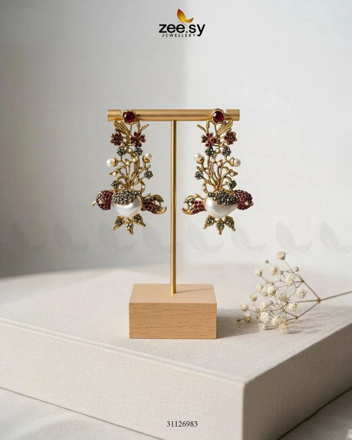 Traditional Turkish Heritage Stone Earrings Earrings - Zeesy Jewellery Pakistan | Premium Artificial & Imitation Jewellery