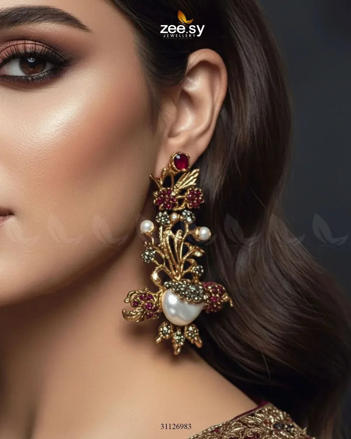 Traditional Turkish Heritage Stone Earrings Earrings - Zeesy Jewellery Pakistan | Premium Artificial & Imitation Jewellery