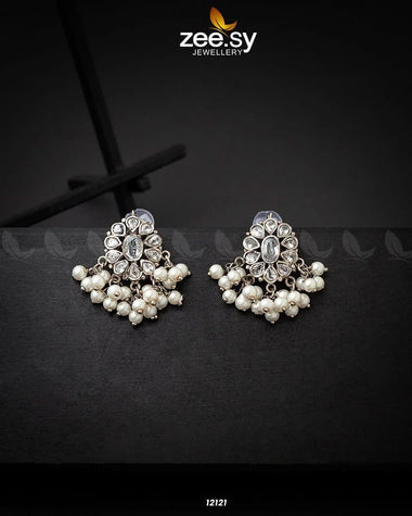 Beads Studs Earrings Silver Earrings - Zeesy Jewellery Pakistan | Premium Artificial & Imitation Jewellery