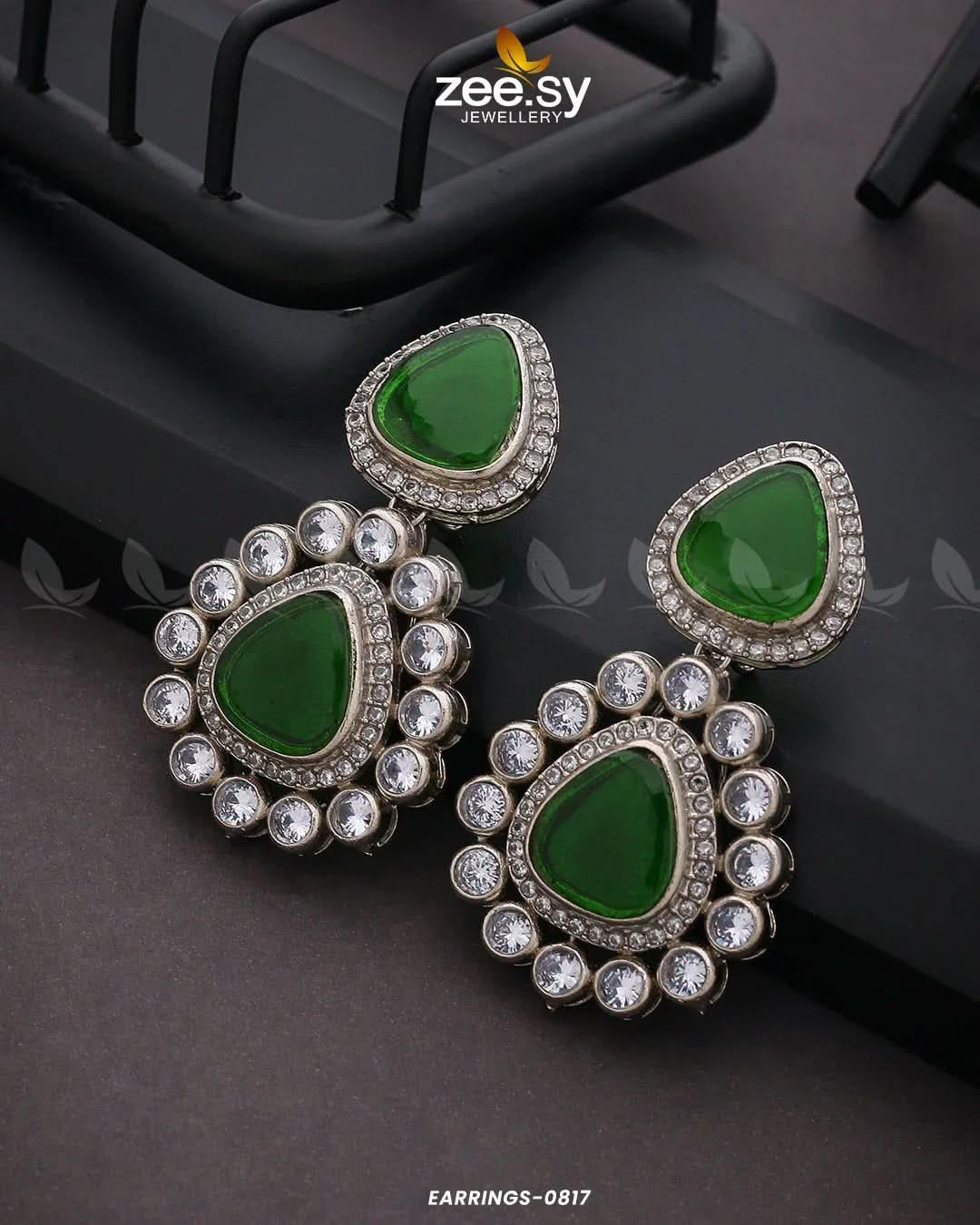 EARRINGS-0817 Green Earrings - Zeesy Jewellery Pakistan | Premium Artificial & Imitation Jewellery