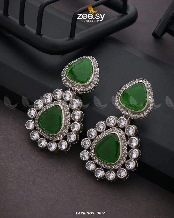 EARRINGS-0817 Green Earrings - Zeesy Jewellery Pakistan | Premium Artificial & Imitation Jewellery