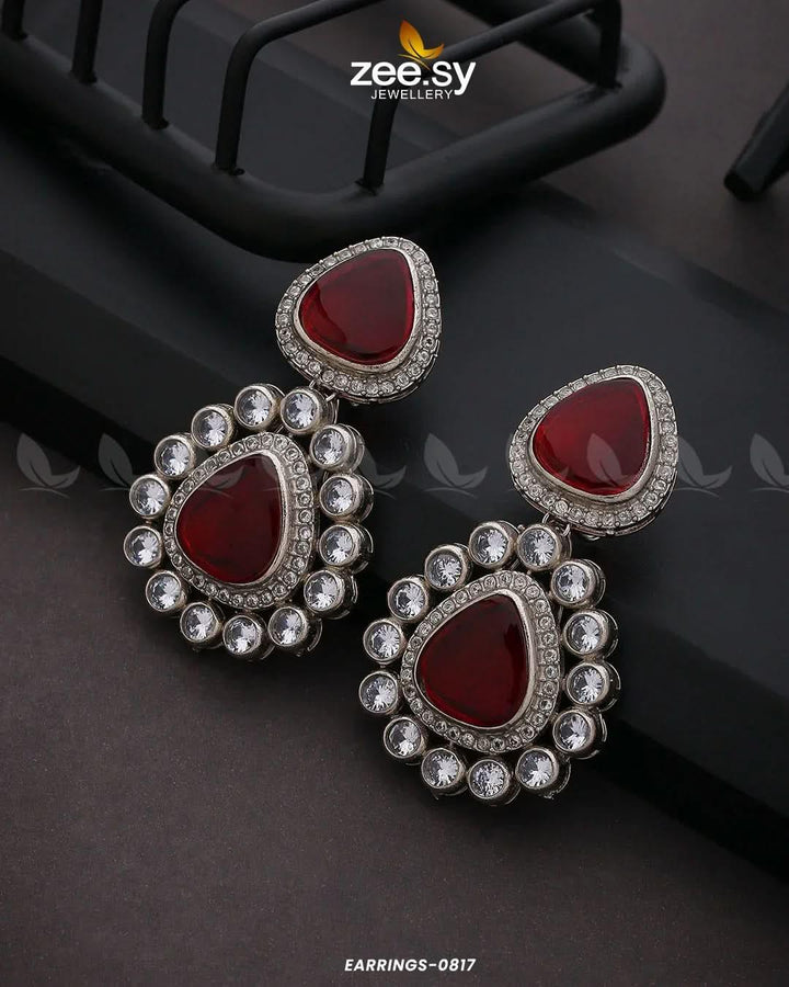 EARRINGS-0817 Red Earrings - Zeesy Jewellery Pakistan | Premium Artificial & Imitation Jewellery