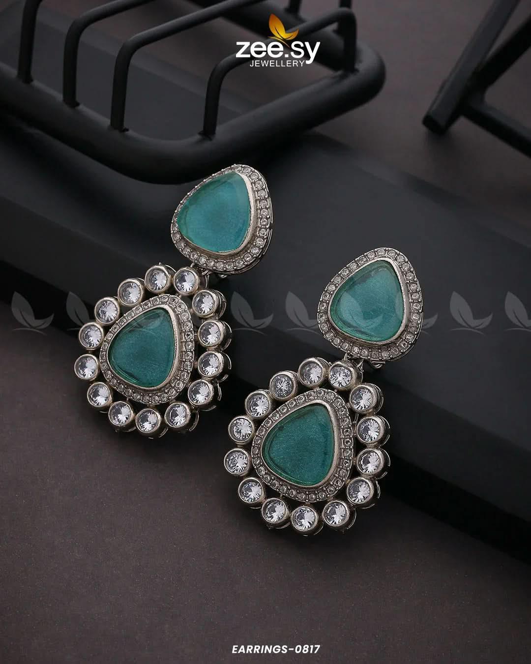 EARRINGS-0817 Feroza Earrings - Zeesy Jewellery Pakistan | Premium Artificial & Imitation Jewellery