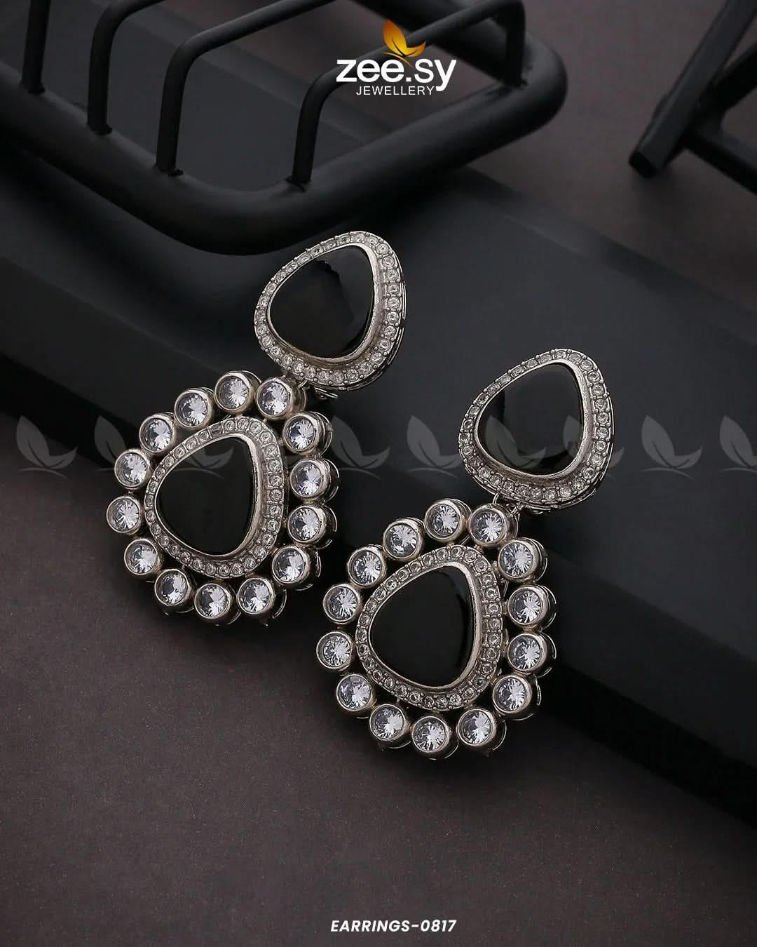 EARRINGS-0817 Black Earrings - Zeesy Jewellery Pakistan | Premium Artificial & Imitation Jewellery