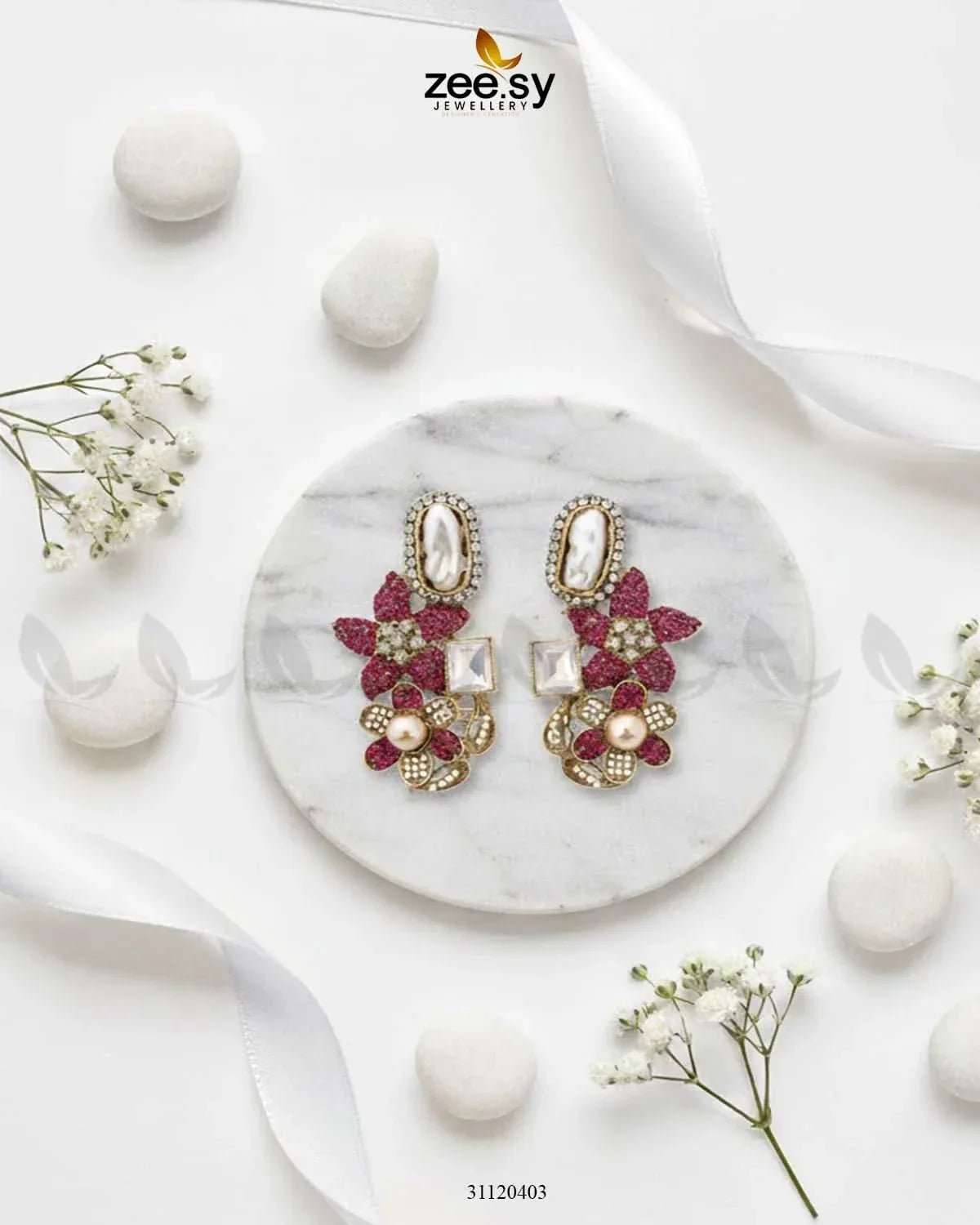 Baroque Garden Cluster Earrings Earrings - Zeesy Jewellery Pakistan | Premium Artificial & Imitation Jewellery
