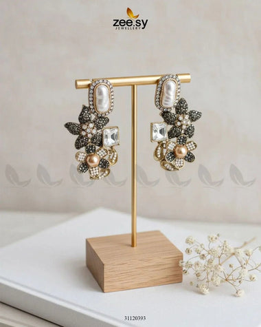 Baroque Garden Cluster Earrings Metallic Earrings - Zeesy Jewellery Pakistan | Premium Artificial & Imitation Jewellery