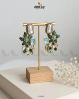 Baroque Garden Cluster Earrings Green Earrings - Zeesy Jewellery Pakistan | Premium Artificial & Imitation Jewellery