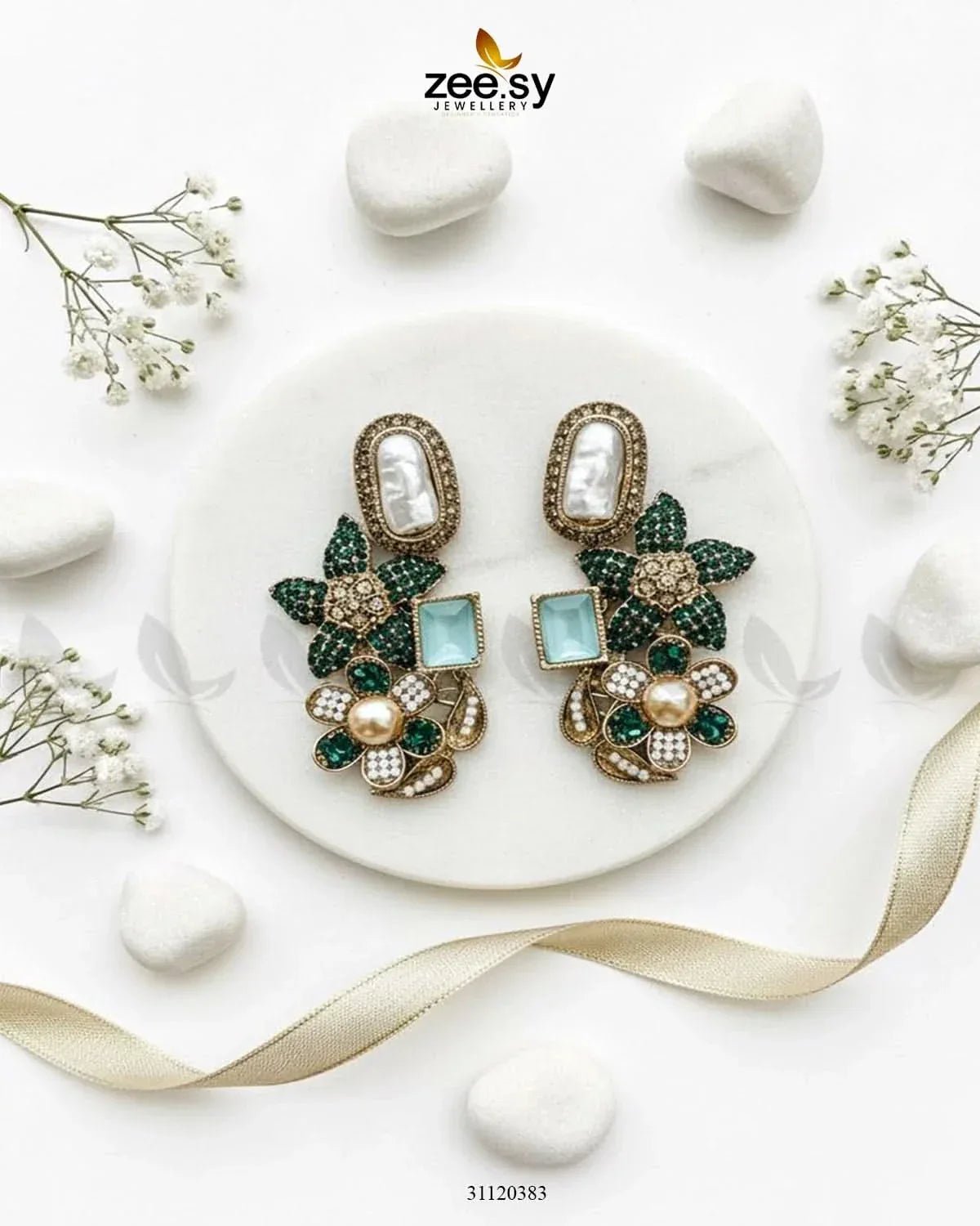 Baroque Garden Cluster Earrings Earrings - Zeesy Jewellery Pakistan | Premium Artificial & Imitation Jewellery