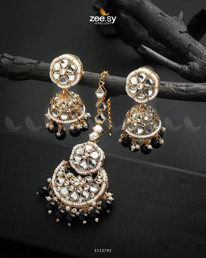 Anam Earrings Golden Black Earrings - Zeesy Jewellery Pakistan | Premium Artificial & Imitation Jewellery