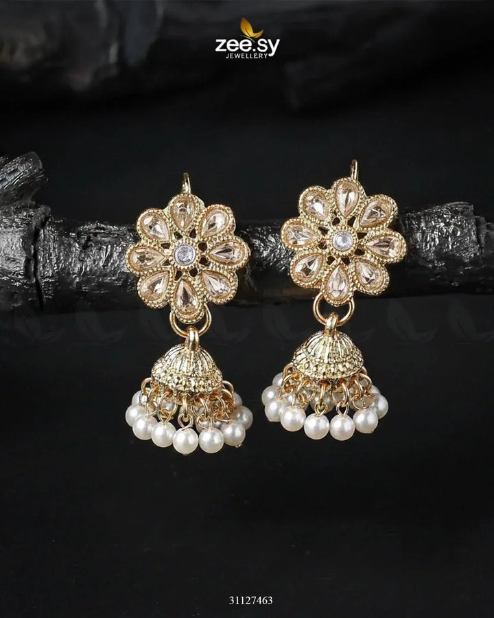 Atiqa Earrings Golden Pearl Earrings - Zeesy Jewellery Pakistan | Premium Artificial & Imitation Jewellery