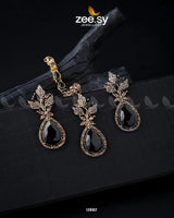 Crocus Earrings Set Golden Black Earrings - Zeesy Jewellery Pakistan | Premium Artificial & Imitation Jewellery