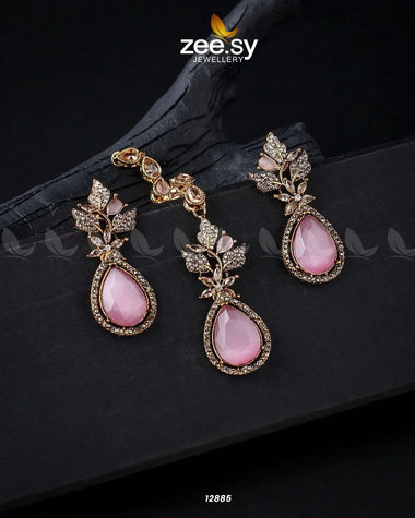 Crocus Earrings Set Golden Mint Pink Earrings - Zeesy Jewellery Pakistan | Premium Artificial & Imitation Jewellery