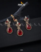 Crocus Earrings Set Golden Red Earrings - Zeesy Jewellery Pakistan | Premium Artificial & Imitation Jewellery