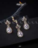 Crocus Earrings Set Golden White Earrings - Zeesy Jewellery Pakistan | Premium Artificial & Imitation Jewellery