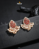 Faisha Earrings Golden Red Earrings - Zeesy Jewellery Pakistan | Premium Artificial & Imitation Jewellery