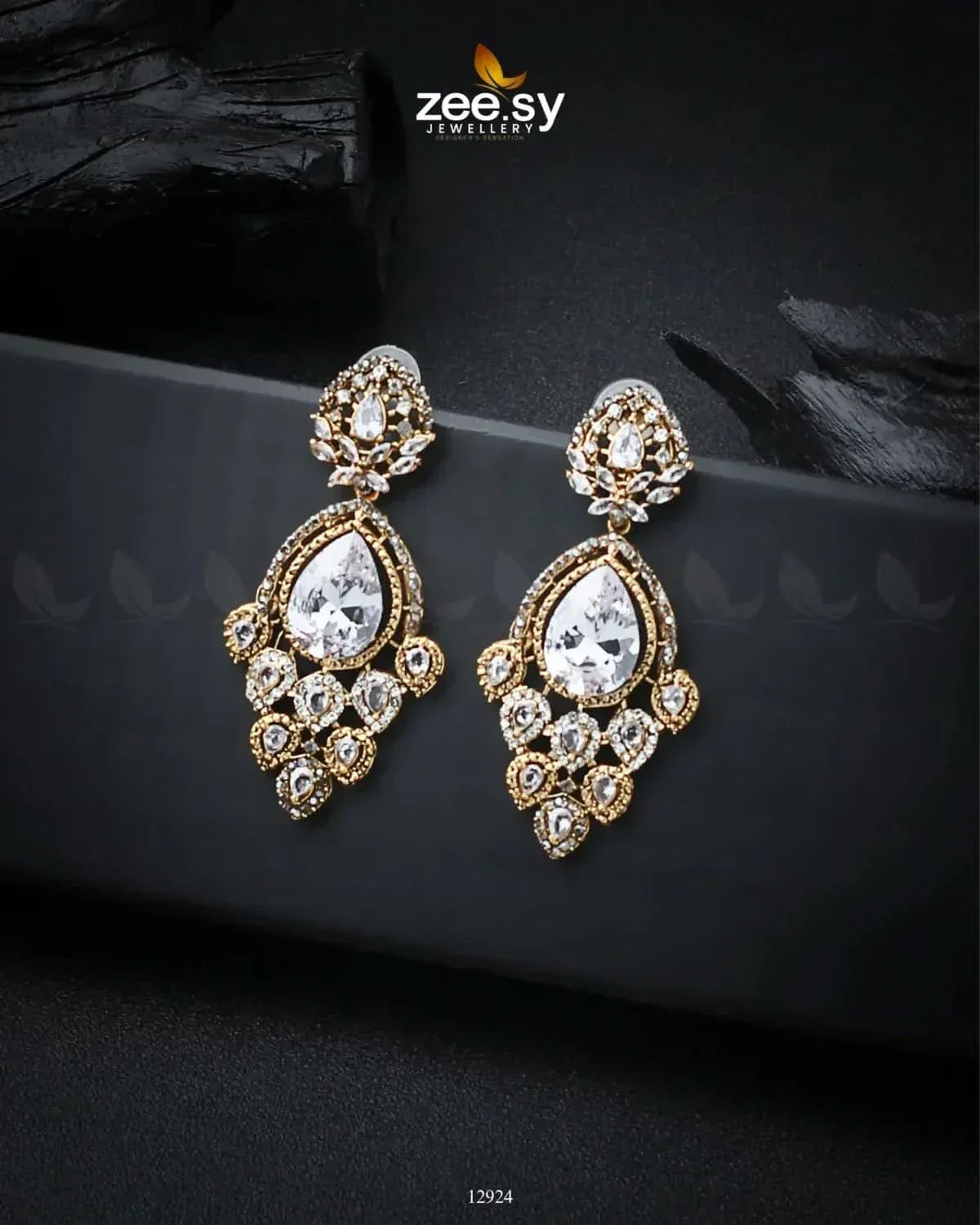 Hibiscus Earrings Golden White Earrings - Zeesy Jewellery Pakistan | Premium Artificial & Imitation Jewellery