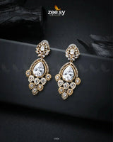Hibiscus Earrings Golden White Earrings - Zeesy Jewellery Pakistan | Premium Artificial & Imitation Jewellery