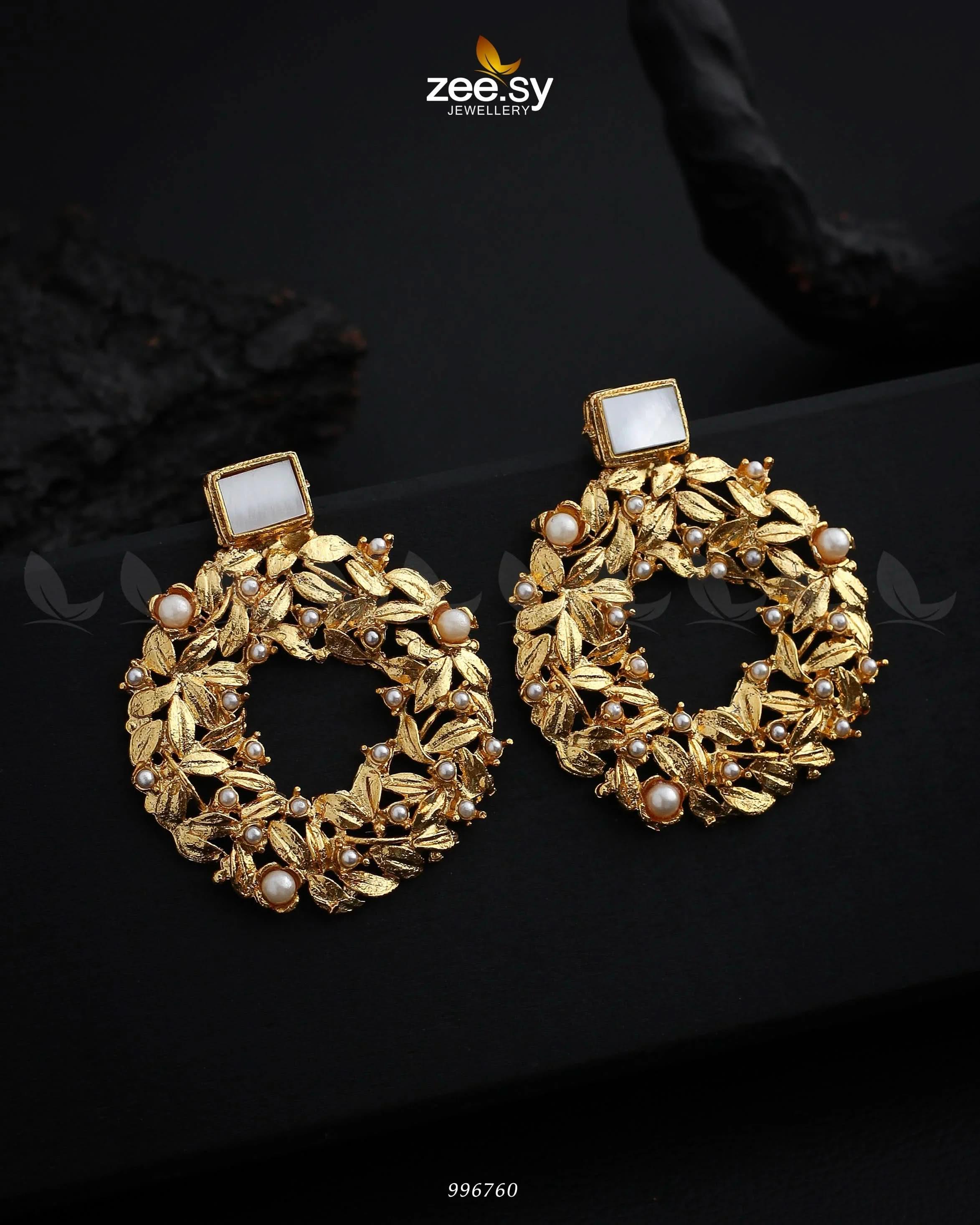 Leaf Nest Earrings White Earrings - Zeesy Jewellery Pakistan | Premium Artificial & Imitation Jewellery