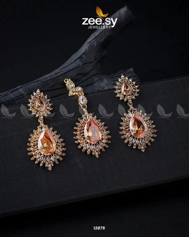 Lupine Earrings Golden Champagne Earrings - Zeesy Jewellery Pakistan | Premium Artificial & Imitation Jewellery