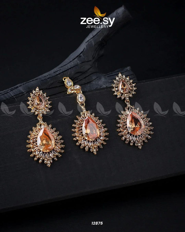 Lupine Earrings Golden Champagne Earrings - Zeesy Jewellery Pakistan | Premium Artificial & Imitation Jewellery