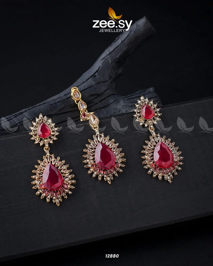 Lupine Earrings Golden Rubi Earrings - Zeesy Jewellery Pakistan | Premium Artificial & Imitation Jewellery