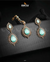 Lupine Earrings Golden Mint Green Earrings - Zeesy Jewellery Pakistan