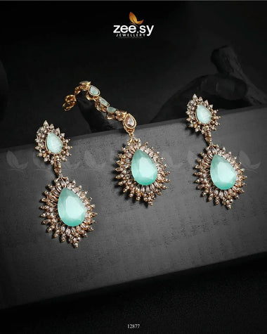 Lupine Earrings Golden Mint Green Earrings - Zeesy Jewellery Pakistan | Premium Artificial & Imitation Jewellery