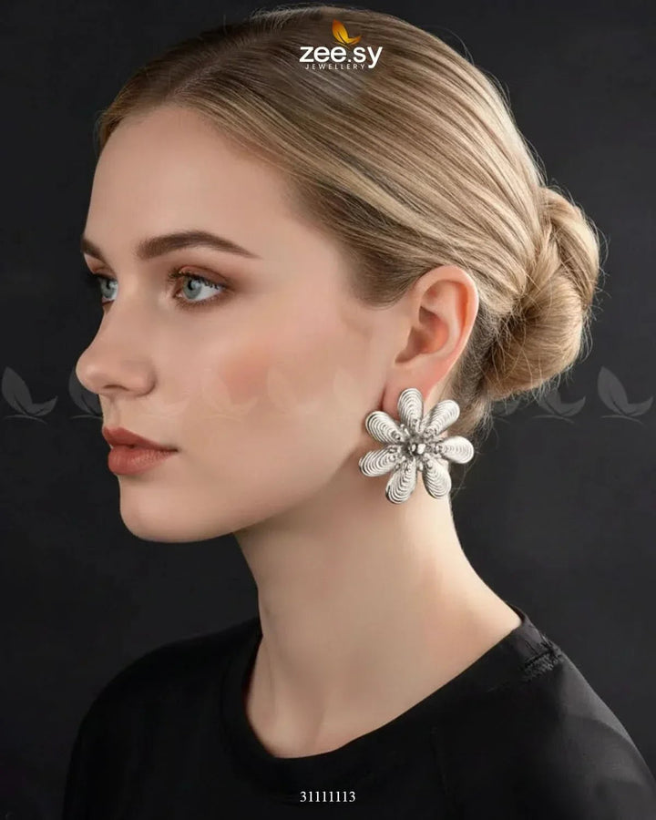 Bloomwave Earrings Silver Earrings - Zeesy Jewellery Pakistan | Premium Artificial & Imitation Jewellery