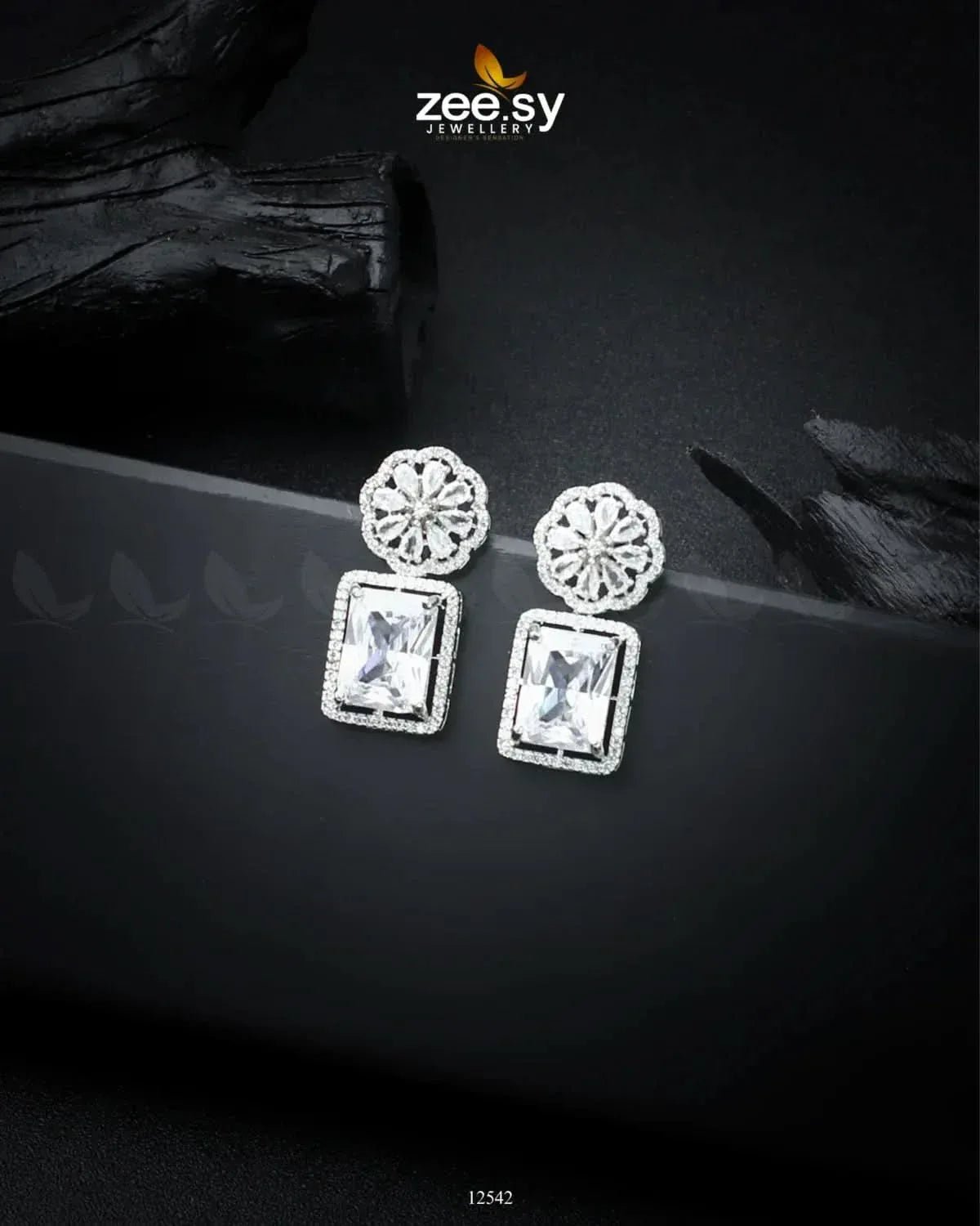 Daphne Earrings Silver White Earrings - Zeesy Jewellery Pakistan | Premium Artificial & Imitation Jewellery