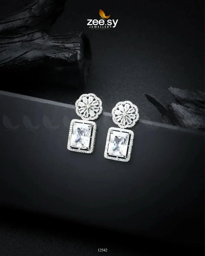 Daphne Earrings Silver White Earrings - Zeesy Jewellery Pakistan | Premium Artificial & Imitation Jewellery