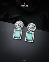 Daphne Earrings Silver Mint Green Earrings - Zeesy Jewellery Pakistan | Premium Artificial & Imitation Jewellery