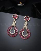 Decorative Earrings Golden Red Earrings - Zeesy Jewellery Pakistan | Premium Artificial & Imitation Jewellery