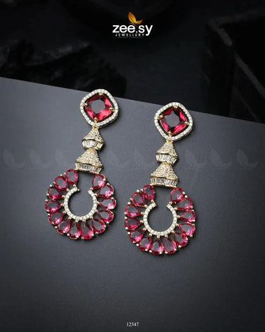 Decorative Earrings Golden Red Earrings - Zeesy Jewellery Pakistan | Premium Artificial & Imitation Jewellery