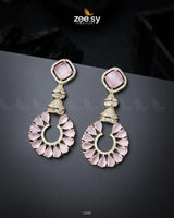 Decorative Earrings Golden Mint Pink Earrings - Zeesy Jewellery Pakistan | Premium Artificial & Imitation Jewellery