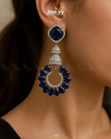 Decorative Earrings Silver Blue Earrings - Zeesy Jewellery Pakistan | Premium Artificial & Imitation Jewellery