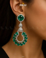 Decorative Earrings Silver Green Earrings - Zeesy Jewellery Pakistan | Premium Artificial & Imitation Jewellery