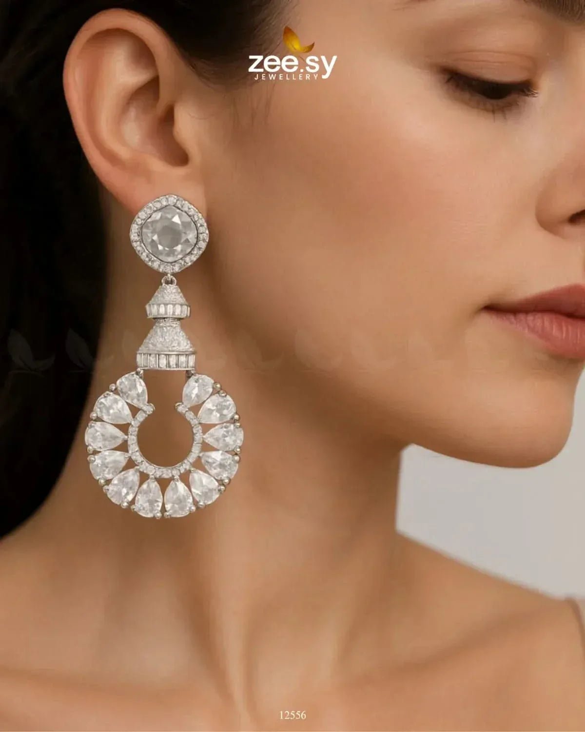 Decorative Earrings Silver White Earrings - Zeesy Jewellery Pakistan | Premium Artificial & Imitation Jewellery