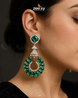 Decorative Earrings Golden Green Earrings - Zeesy Jewellery Pakistan | Premium Artificial & Imitation Jewellery